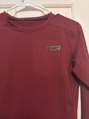 TCA Boys Medium Long Sleeve Compression Shirt Maroon